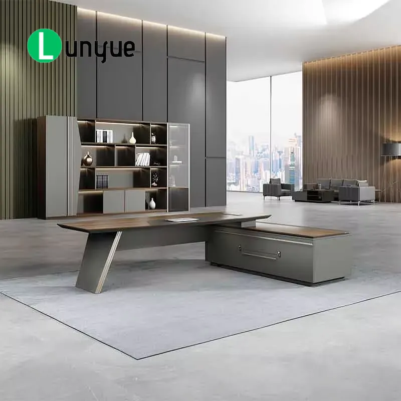 Office Furniture Solutions - ชุดโต๊ะทำงานและเก้าอี้ผู้บริหารรูปตัว L หรูหรา เฟอร์นิเจอร์สำนักงานสำหรับผู้จัดการ ซีอีโอ และหัวหน้า