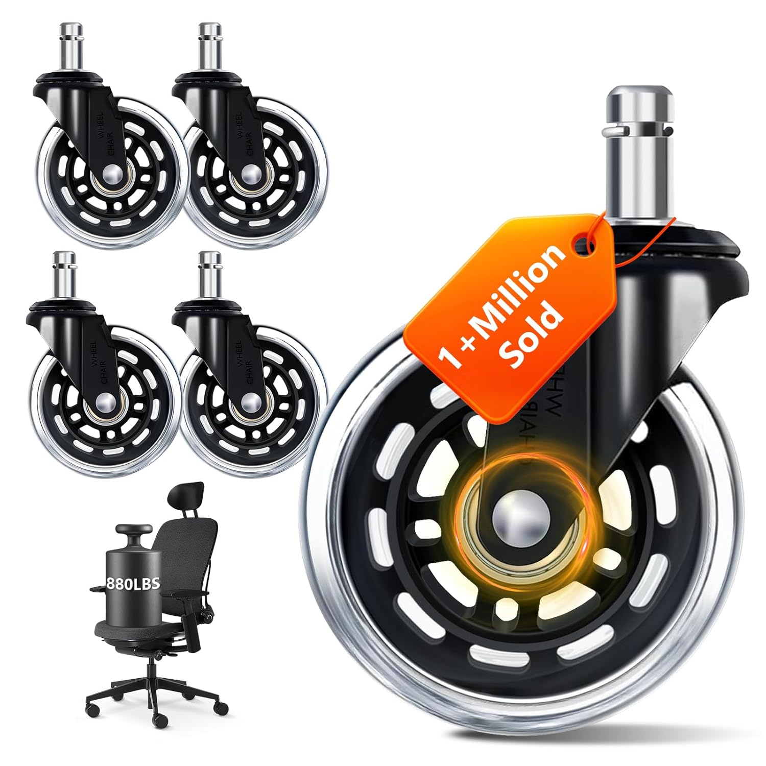 Office Furniture Solutions - ชุดล้อเก้าอี้สำนักงานขนาด 3 นิ้ว จำนวน 5 ชิ้น,