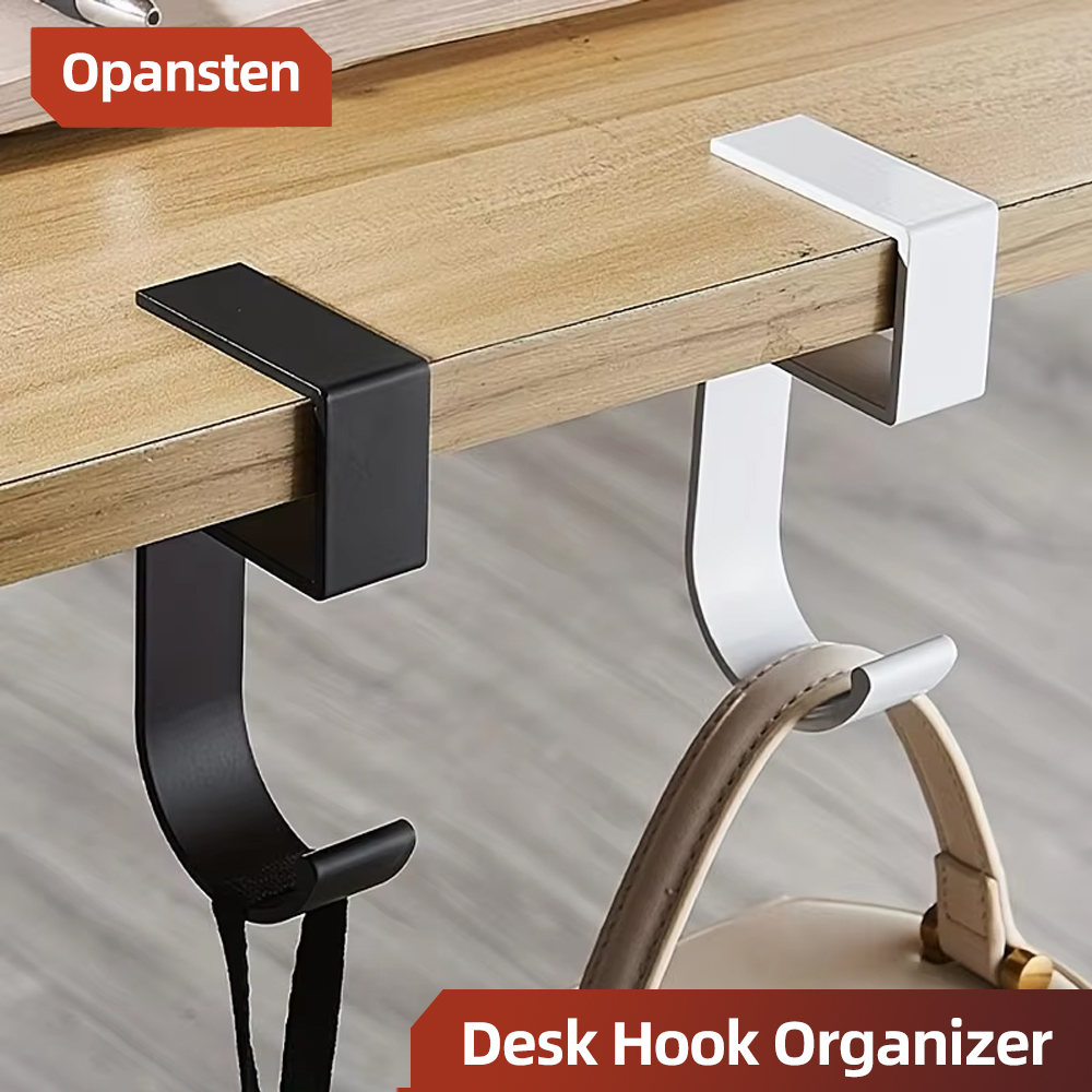 Office Furniture Brand - ตะขอแขวนโต๊ะอลูมิเนียม ดีไซน์กันลื่น สีดำขาว สำหรับจัดระเบียบโต๊ะนักเรียน สำนักงาน กระเป๋าเก็บของ