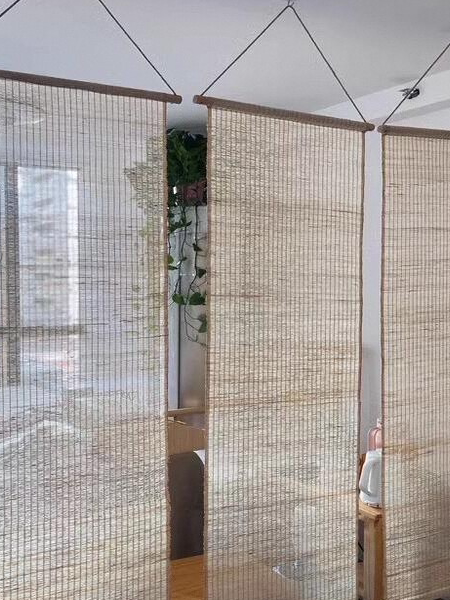 Partition Screen Divider - ม่านกั้นห้องน้ำชาแบบไม่ต้องเจาะ ม่านตกแต่งสไตล์โบราณ ม่านประตู ระบายอากาศได้ดี ม่านกันความร้อน