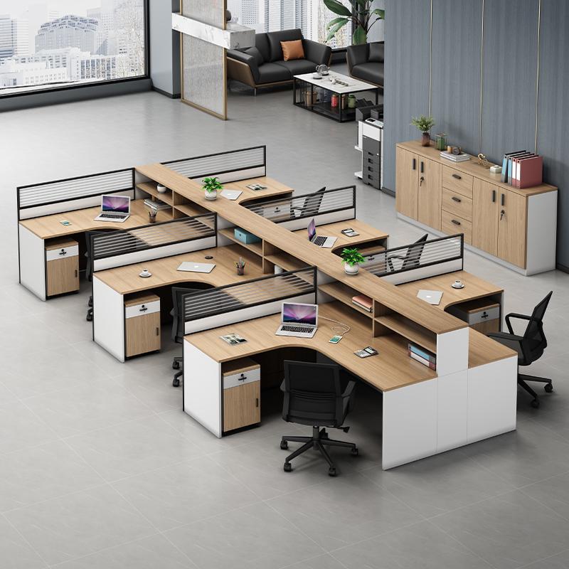 Office Furniture Set - ชุดโต๊ะและเก้าอี้สำนักงานสำหรับพนักงานฝ่ายการเงิน แบบเรียบง่าย สำหรับ 4-6 คน เหมาะสำหรับสำนักงานย่อย