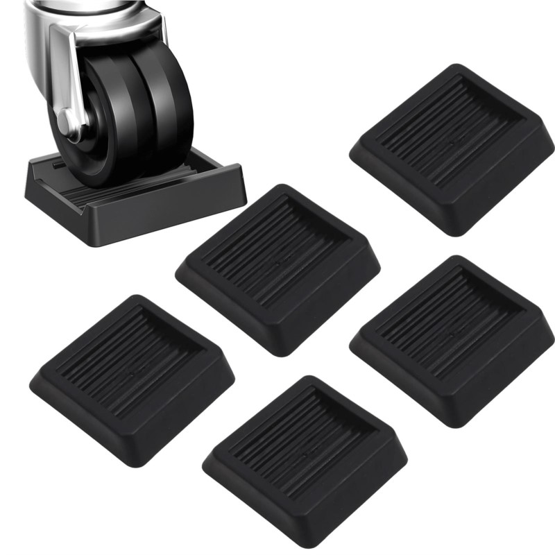 Office Furniture Solutions - 4 ชิ้น/เซ็ต ตัวกันลื่นสำหรับล้อเก้าอี้สำนักงาน แผ่นรองล้อเฟอร์นิเจอร์ ป้องกันพื้นไม้แข็ง แผ่นกันสั่นสะเทือน
