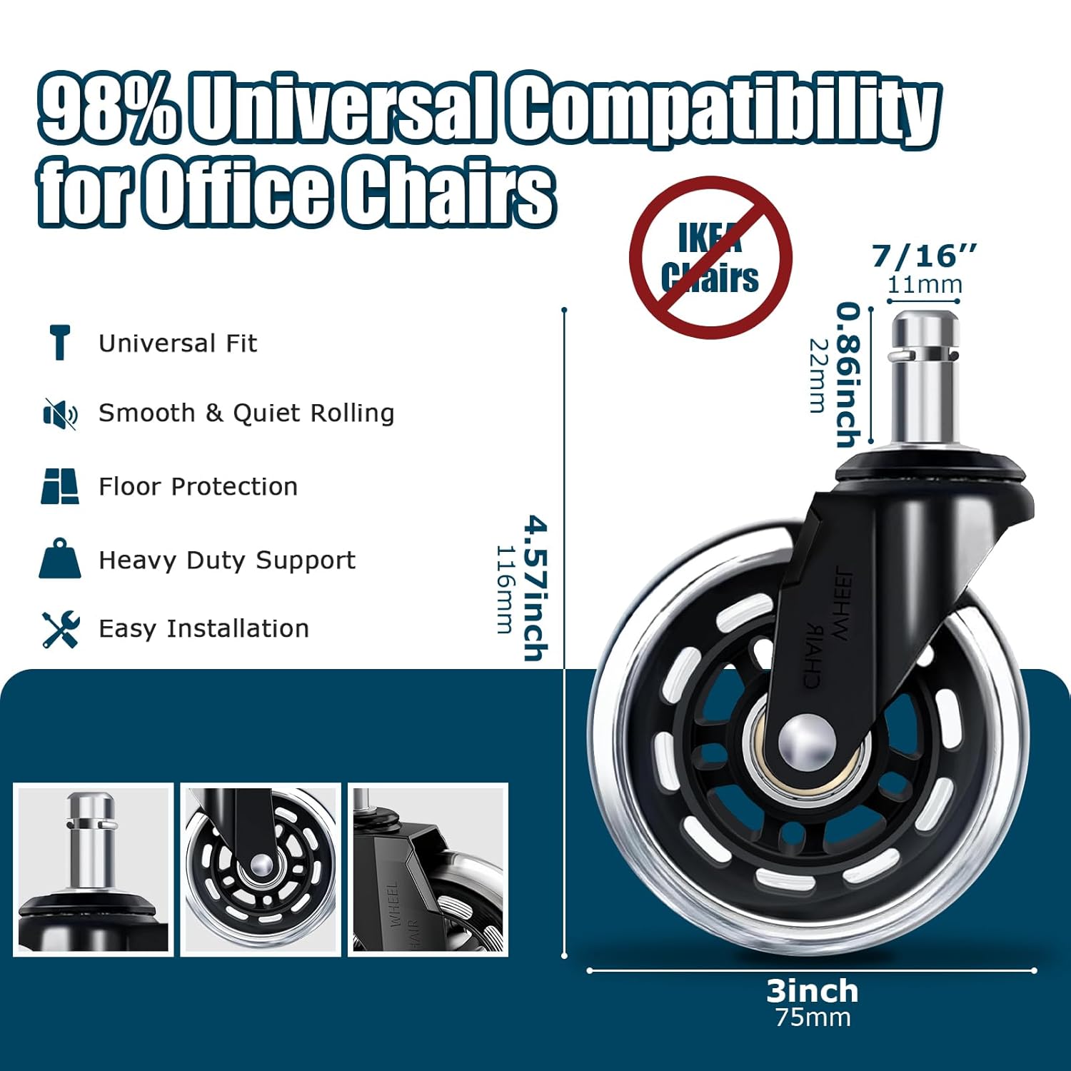 ชุดล้อเก้าอี้สำนักงานขนาด 3 นิ - Office Furniture Solutions บทวิจารณ์และราคา